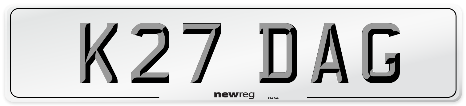 K27 DAG Number Plate from New Reg